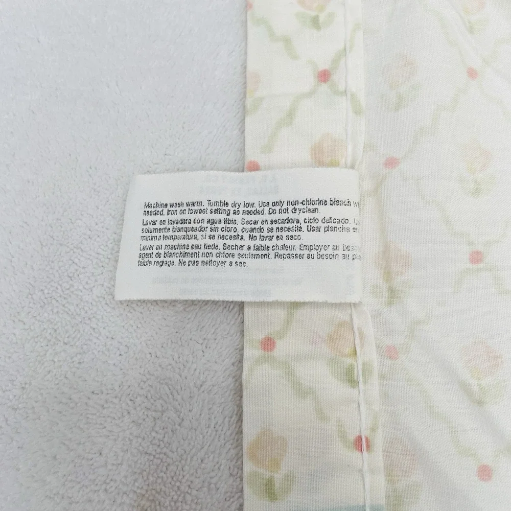 Vintage JC Penney Double Flat Sheet Shabby Cottage Pink Floral Trellis Pattern